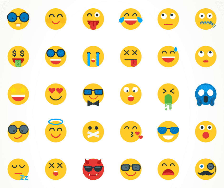 Range of emojis; background image for 'How do you tackle hate speech one emoji at a time?'