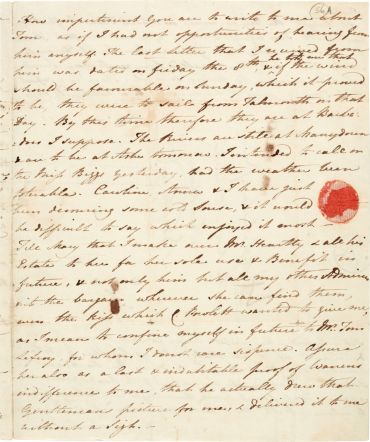 Image of Jane Austen's autograph letter signed to Cassandra January 1796 on her romance with Tom Lefroy