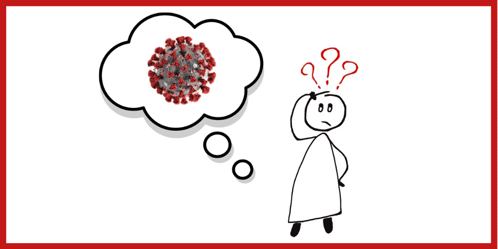 Cartoon figure thinking about coronavirus. Image for "What does my family want to know about coronavirus?"