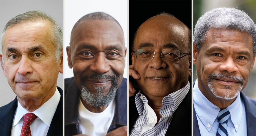 Head and shoulders image of Professor the Lord Darzi of Denham; Sir Lenny Henry; Dr Mo Ibrahim; Professor William Chester Jordan