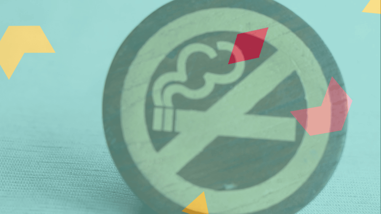 Can e-cigarettes help you stop smoking? Image of a 'no-smoking' sign on a teal background.