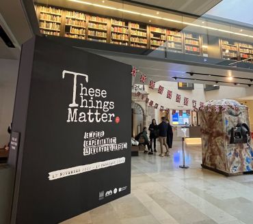 Interior shot of exhibition inside the Weston Library