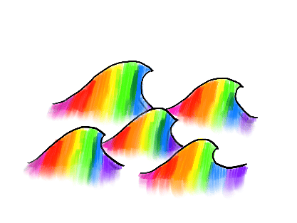 waves, each coloured with a rainbow of colours