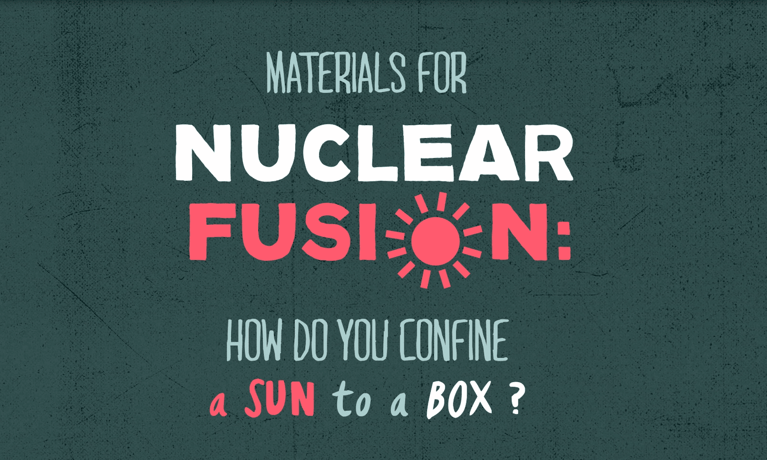 Reads - materials for nuclear fusion: how do you confine a sun to a box?