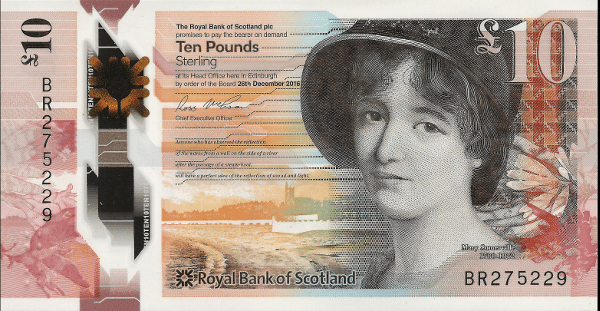 Mary Somerville on the Scottish ten pound note