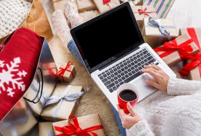 Christmas shopping on a laptop