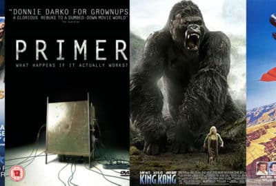 Showing the moving posters for Eternal Sunshine of the Spotless Mind, Primer, King Kong and Superman