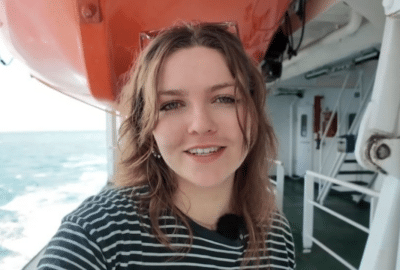 Arianwen Herbert aboard the RRS James Cook.